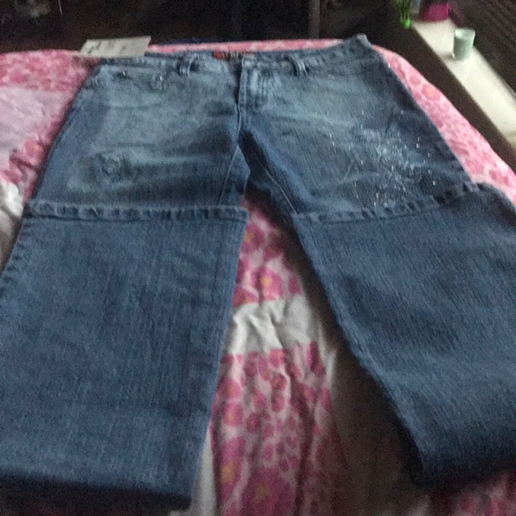 Awesome Bling jeweled Silver KISS boot cut jeans!! - Picture 8 of 8
